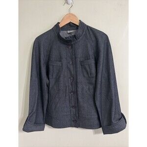 J Jill Black Banded Collar Stretch Women Jacket sz Large Petite